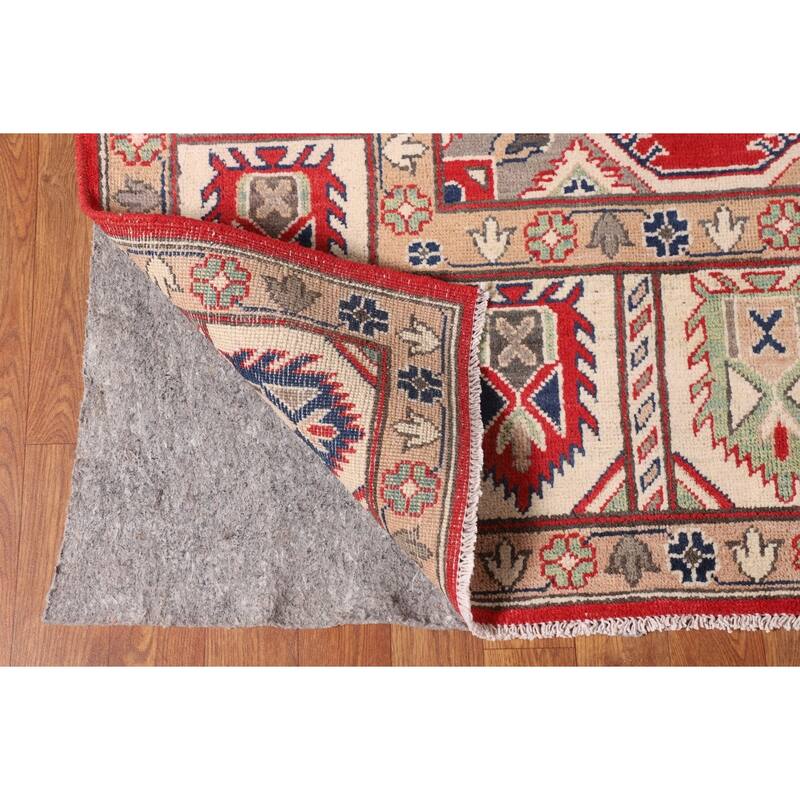 Geometric Red Kazak Area Rug Handmade Wool Carpet - 8'5"x 11'3"