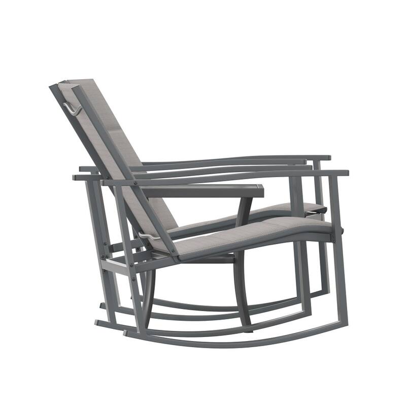 3 Piece All-Weather Rocking Chairs and Glass Top Table Bistro Set