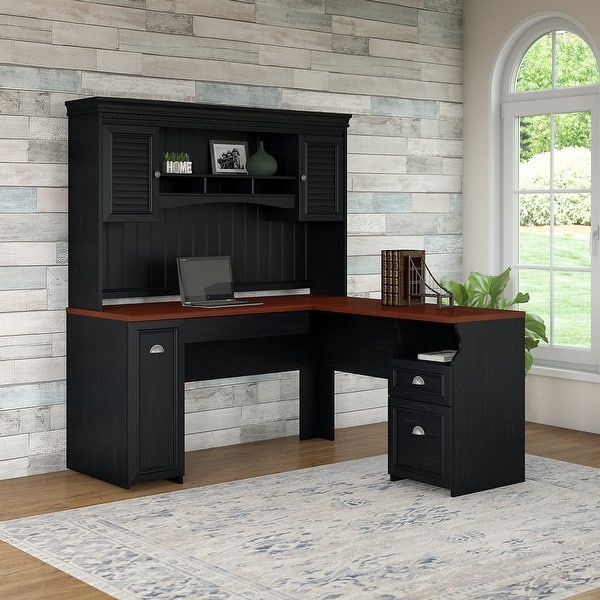 l shaped desk black wood