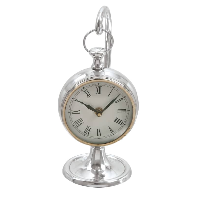 Aluminum Metal Pendulum Clock - Silver - Roche River Decor - 5"W x 5"L x 11"H