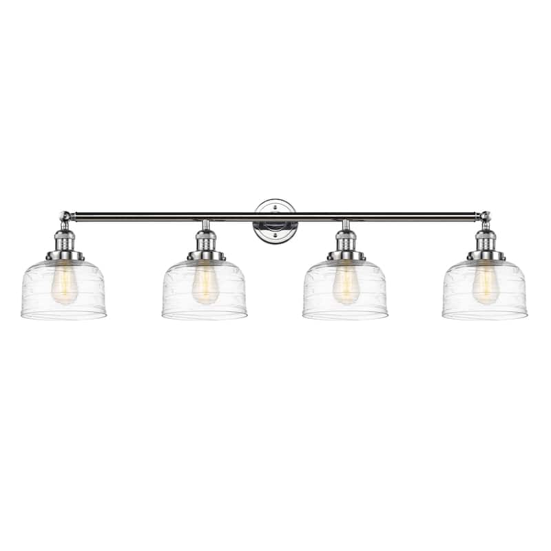 Innovations Lighting 215-10-44 Bell Vanity Bell 4 Light 44" Wide - Polished Chrome / Clear Deco Swirl