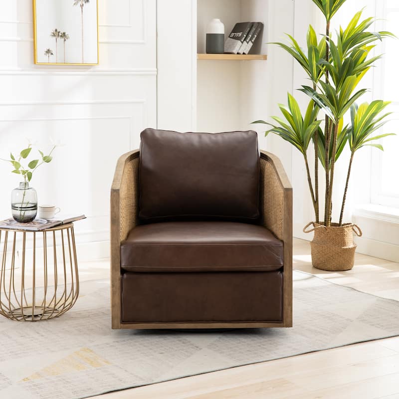 Roomfitters Swivel Barrel Accent Chair, 360° Round Club Lounge Chair for Living Room, Nursery, Office or Bedroom