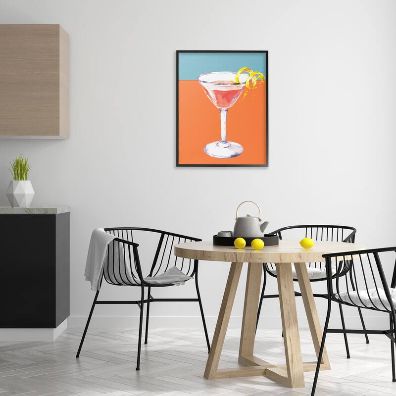 Stupell Cocktail on Blocked Hues Framed Giclee Art Design By Susan Jill