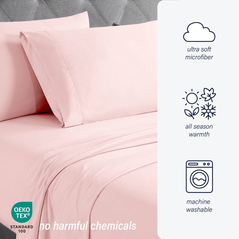 Swift Home Double Brushed Ultra Soft Microfiber Sheets 4-Piece Sheet Set Bedding Set - Assorted Colors