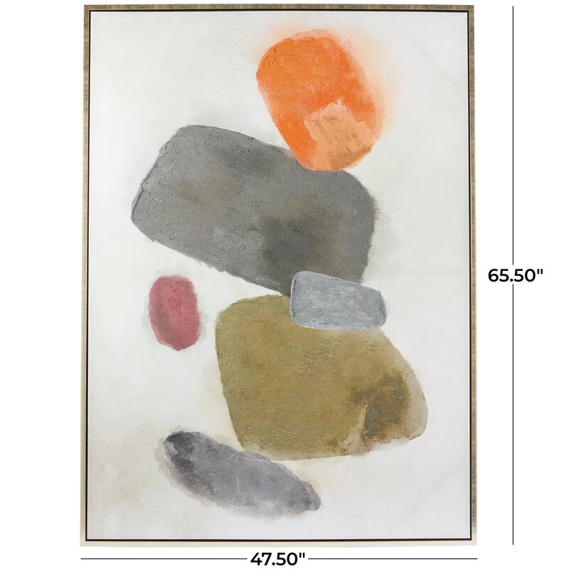 Canvas Abstract Framed Wall Art with Silver Frame - Multi Colored - Roche River Decor