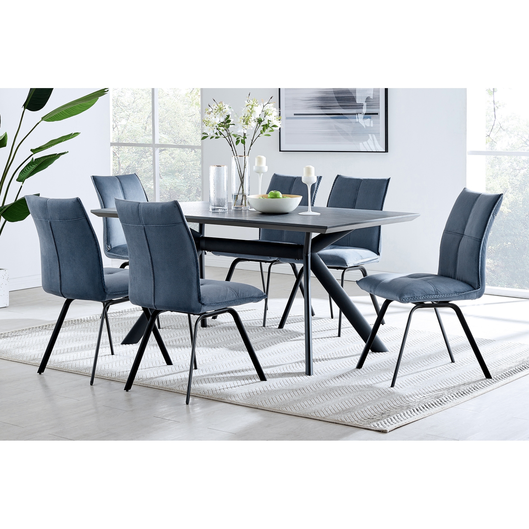 Margot and Rylee 7 Piece Modern Rectangular Dining Set