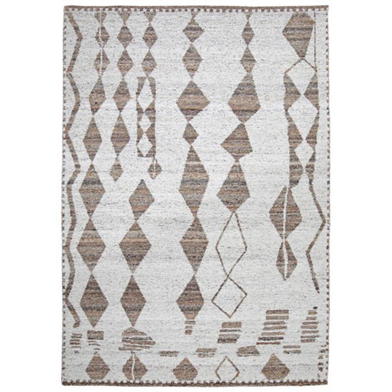 Betty 10 x 14 Area Rug, Geometric Pattern, Beige Brown Polyester, Cotton - 10 x 14