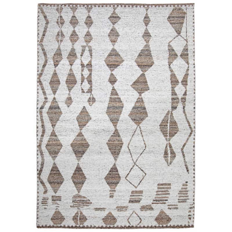 Betty 8 x 10 Area Rug, Geometric Pattern, Beige Brown Polyester, Cotton - 8 x 10