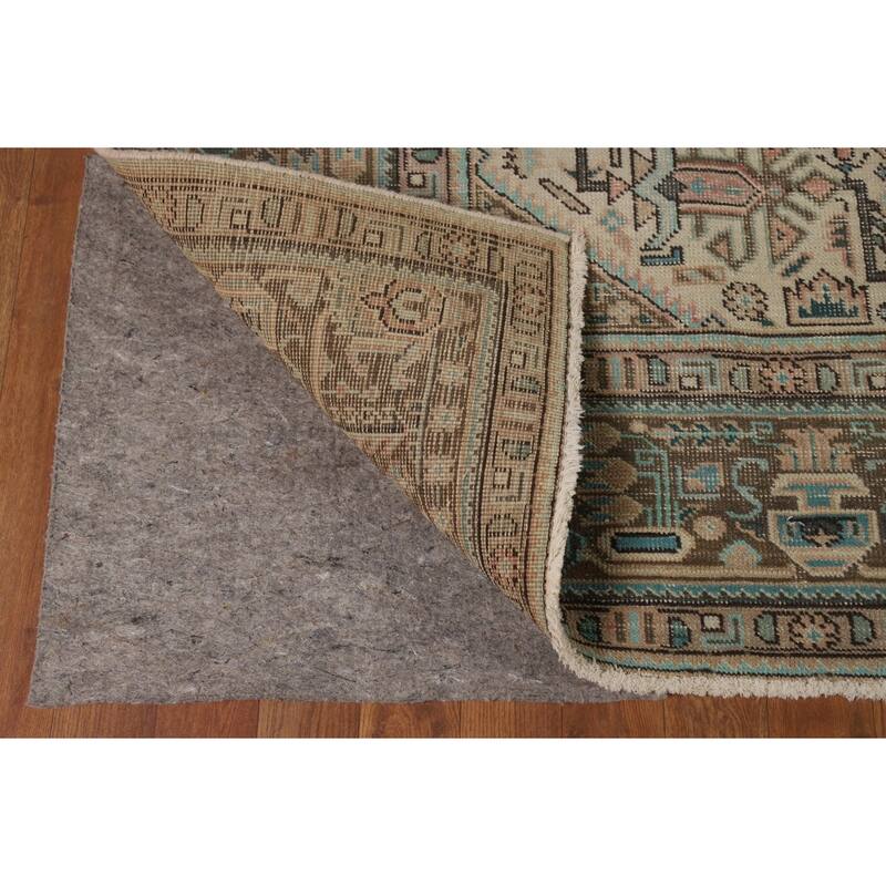 Geometric Pink Tabriz Persian Vintage Area Rug Handmade Wool Carpet - 7'11"x 11'2"