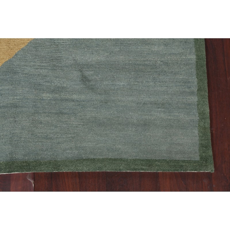 Vegetable Dye Abstract Nepalese Oriental Area Rug Handmade Wool Carpet - 6'2" x 9'3"