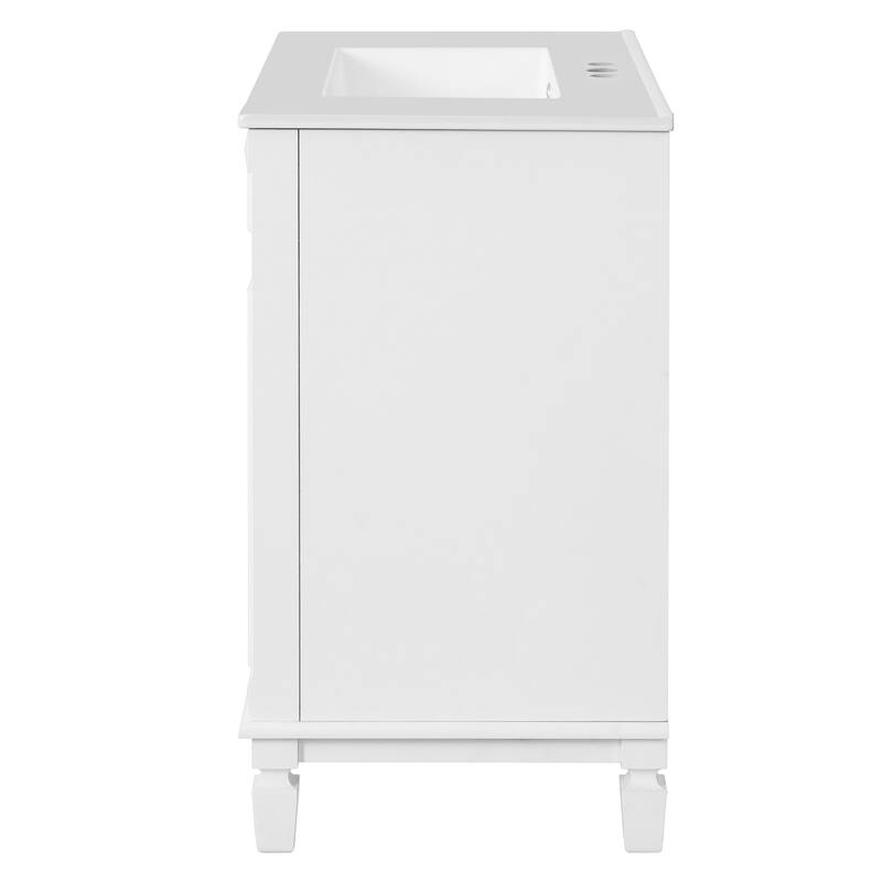30" Bathroom Vanity with Ceramic Sink - Compact Bathroom Sink Cabinet