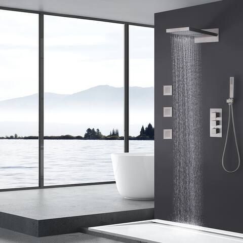 Square 3 Handles 4 Functions Side Spray Bathroom shower Combo