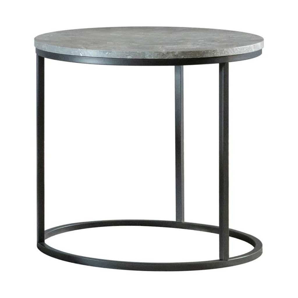 23.12 in. Black Round Faux Marble End Table, Sturdy Build End Side Table for Living Rooms