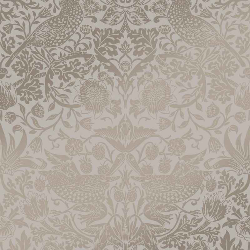 William Morris Strawberry Thief Fibrous Neutral Wallpaper