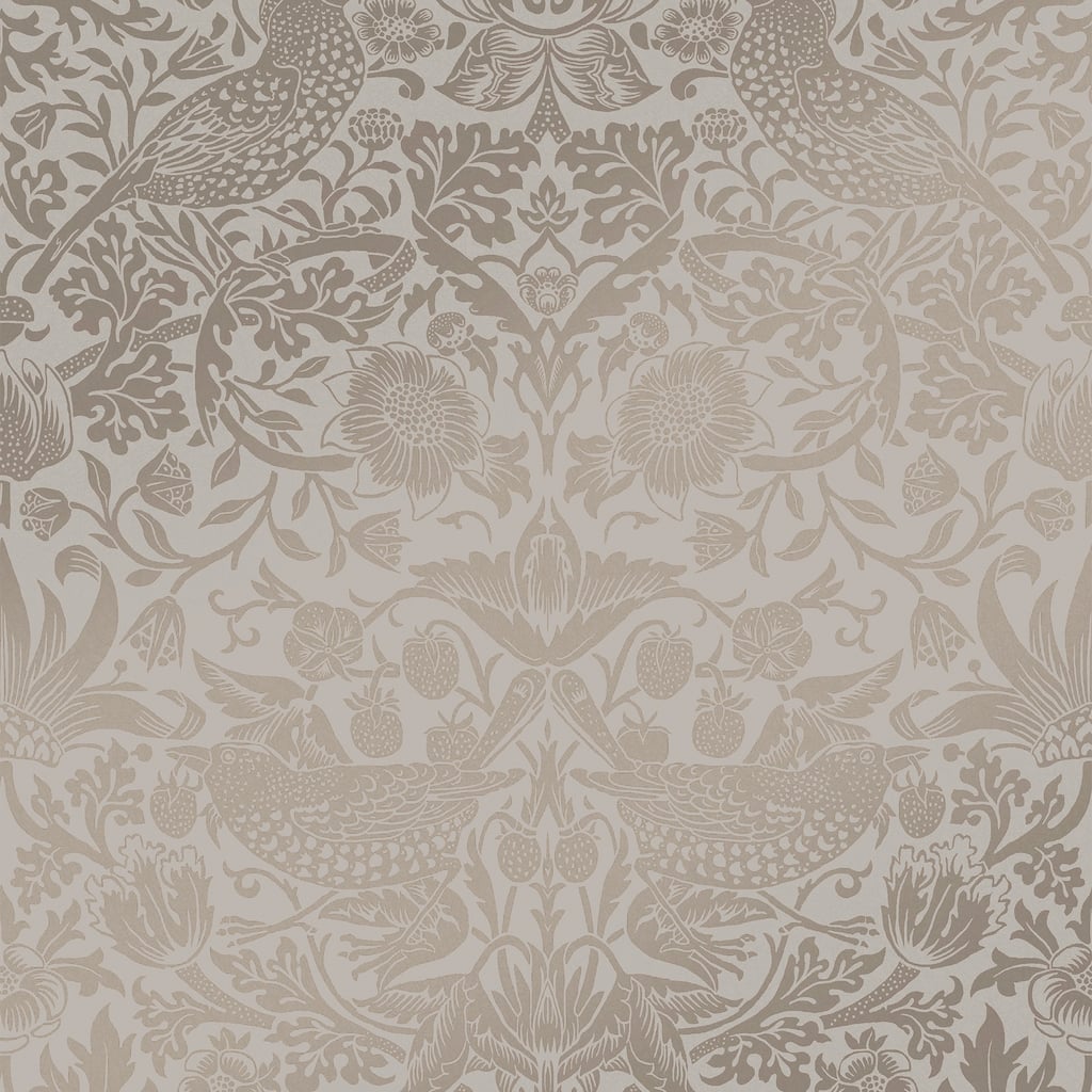 William Morris Strawberry Thief Fibrous Neutral Wallpaper
