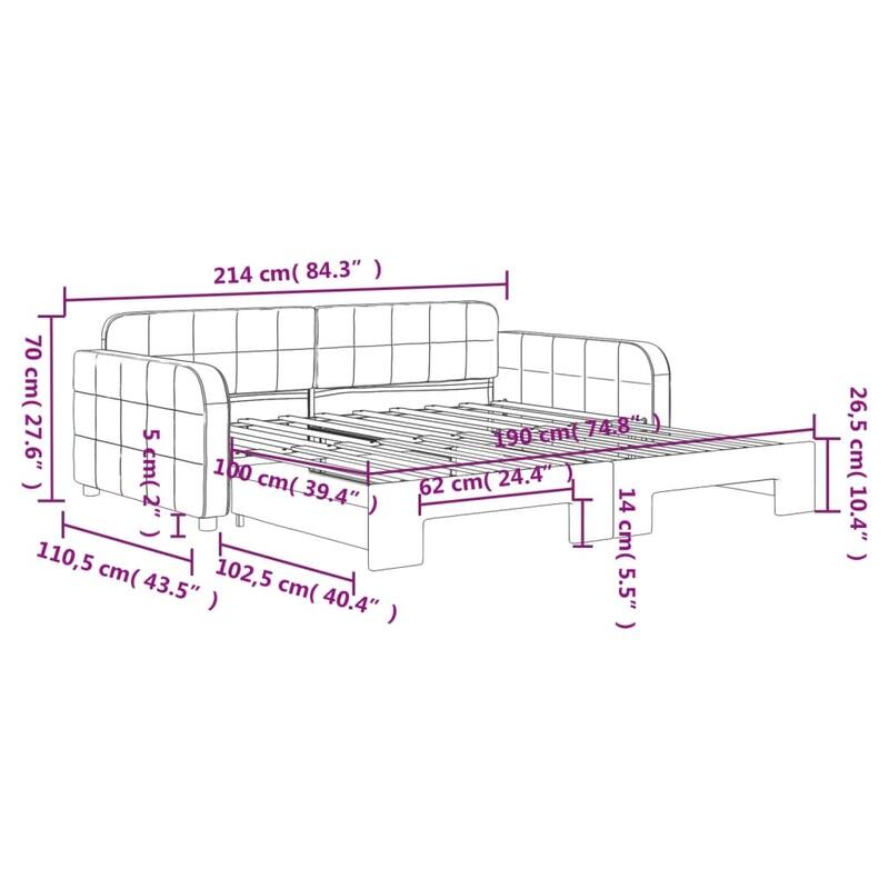 vidaXL Day Bed Upholstered Sofa Bed Daybed for Bedroom Living Room Velvet