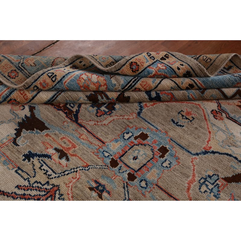Hand Knotted Oriental 100% Wool Carpet Transitional Medallion Beige & Ivories Oushak Area Rug - 9' 7'' X 8' 0''