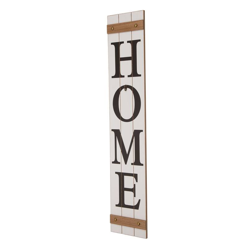 Glitzhome 42"H Wooden "HOME" Porch Sign with 3 Changable Floral Wreaths