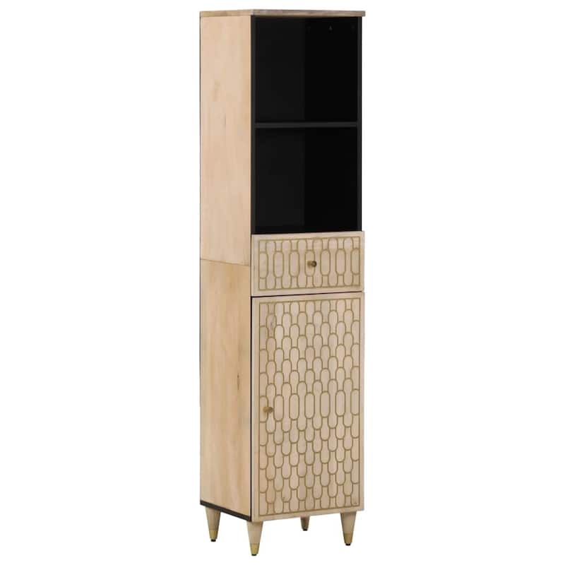 vidaXL Bathroom Cabinet Natural wood Solid mango wood, engineered wood - 13 x 15 x 63 in