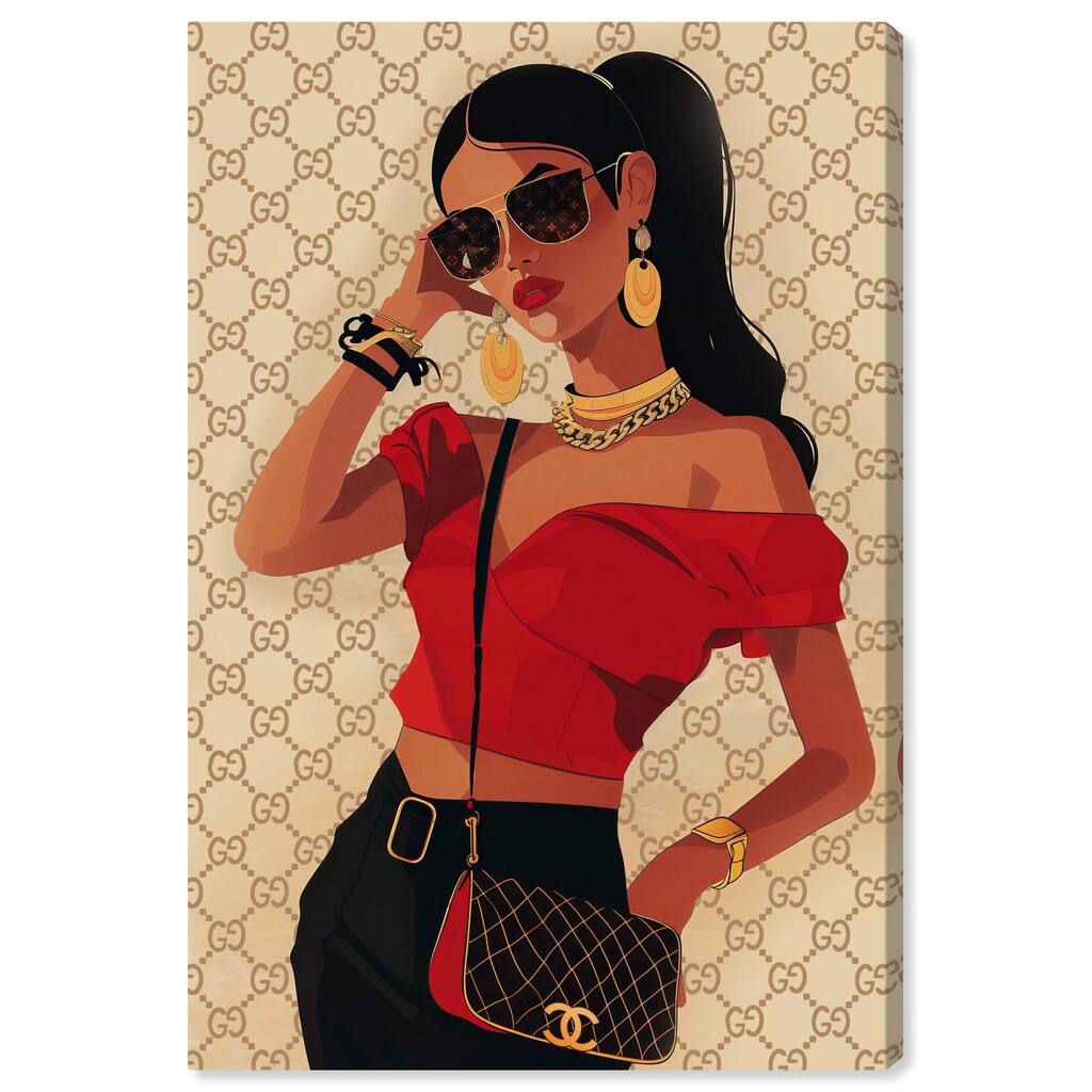 Her Stylish Red Look Canvas by Art Remedy, Gallery Wrapped