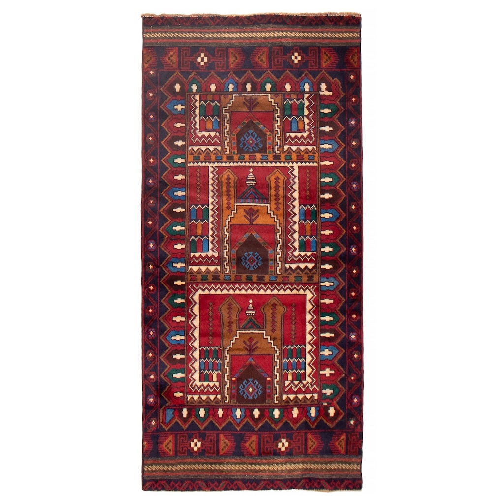 ECARPETGALLERY Hand-knotted Teimani Red Wool Rug - 2'11 x 6'4