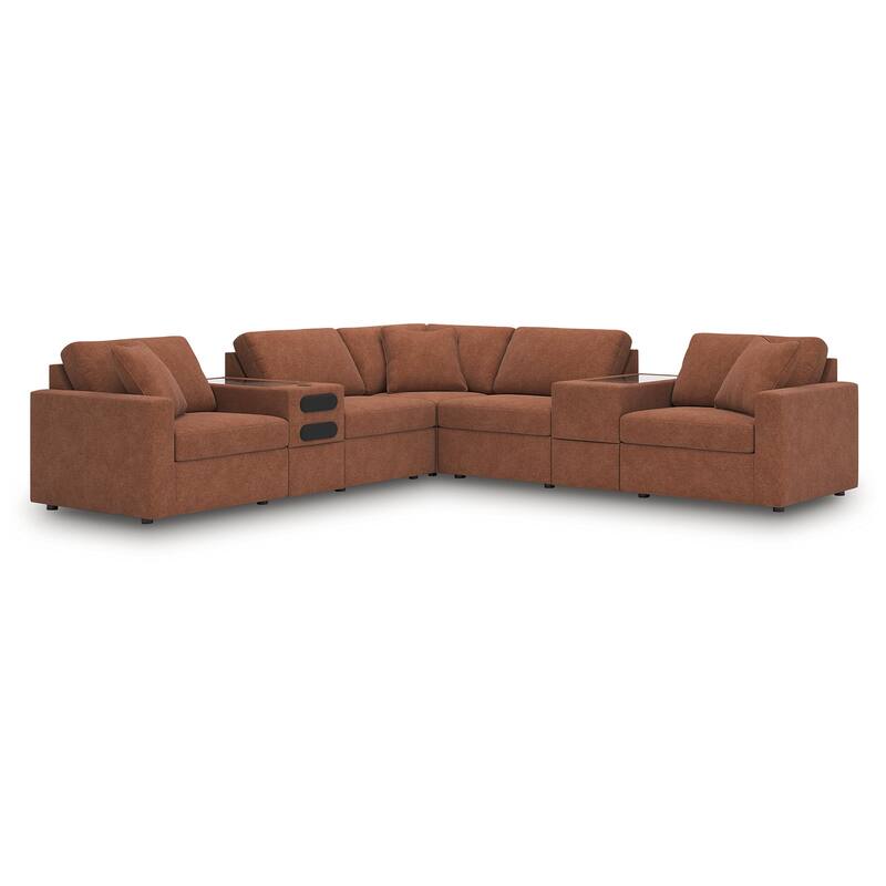 Signature Design by Ashley Modmax 7-Piece Balanced Sectional with Audio and Storage Consoles - 124" W x 124" D x 36" H