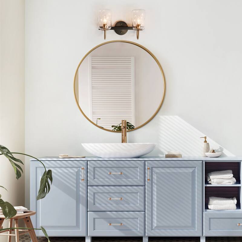 Modern Gold 2/4-Light Bathroom Vanity Lights Textured Glass Wall Sconces