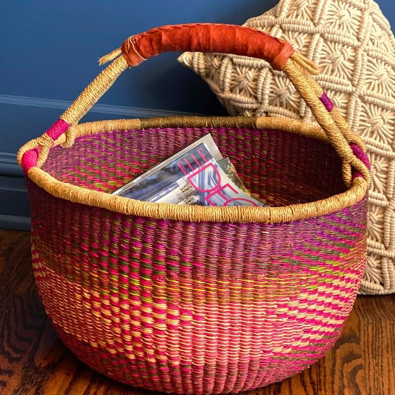 Handmade Large Market Basket, Mixed Colors