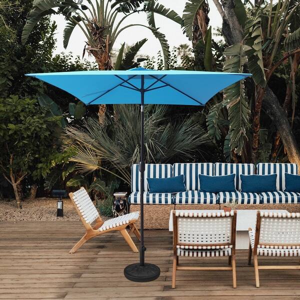 5-6 foot patio umbrella with base Giantex 5 ft Square Umbrella, Outdoor Table w/ 4 Sturdy Ribs, Solid Steel Pole, Quick-Release Push Button, Weatherproof Canopy, Ideal for Poolside, Market, Backyard : Patio, Lawn & Garden quality fabric DlandHome 7.5ft Patio Umbrella -