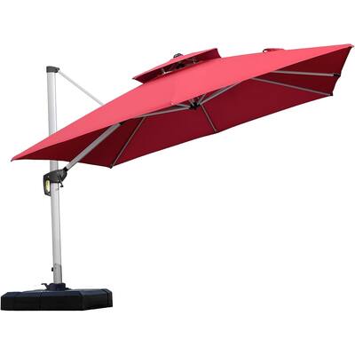 PURPLE LEAF Double Top Deluxe Square Patio Cantilever Umbrella 360 Degree Rotation 9ft/10ft/11ft/12ft Outdoor Classic Umbrella