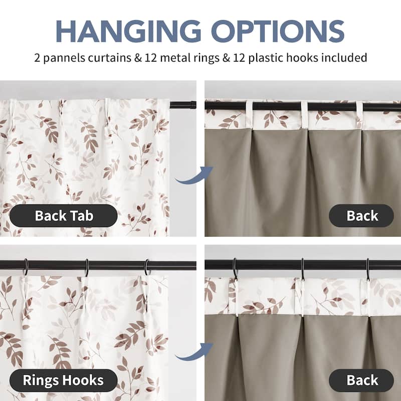 Deconovo Recycled Pinch Pleat Blackout Curtains for Bedroom 2 Panels
