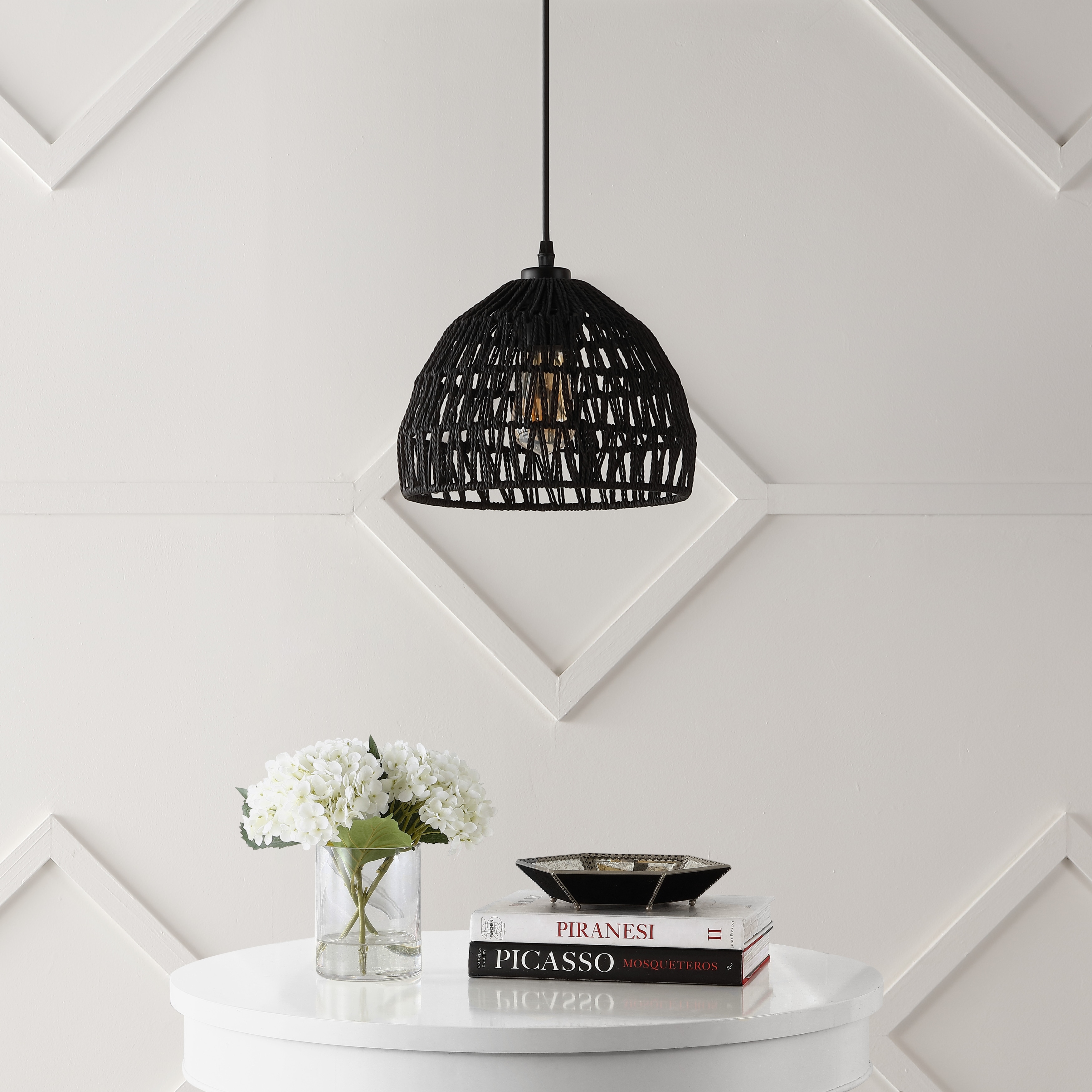 Bohemian Modern Rattan and Iron LED Pendant Light by Jigu-image