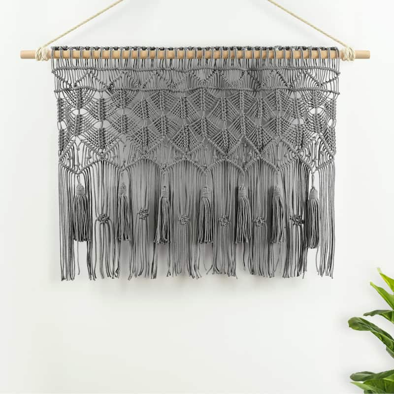 Lush Decor Boho Macrame Tassel Cotton Valance/Kitchen Curtain/Wall Decor Single - 30" x 40"