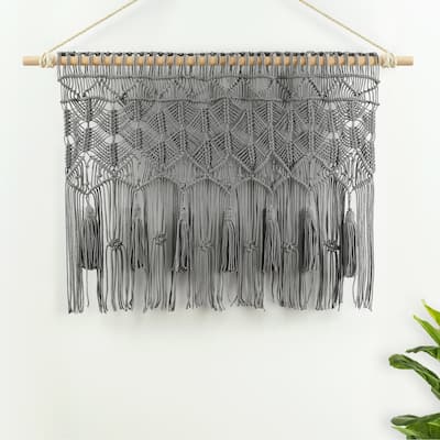 Lush Decor Boho Macrame Tassel Cotton Valance/Kitchen Curtain/Wall Decor Single - 30" x 40"