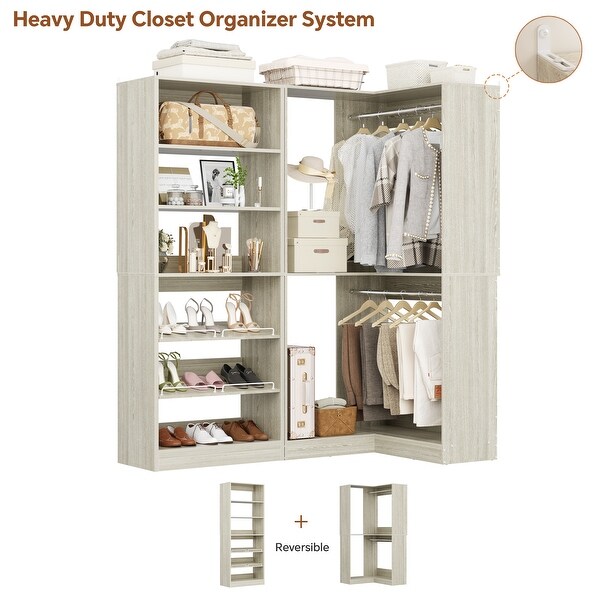 Cimly Set of 2 Corner Closet System with Shoe Organizer