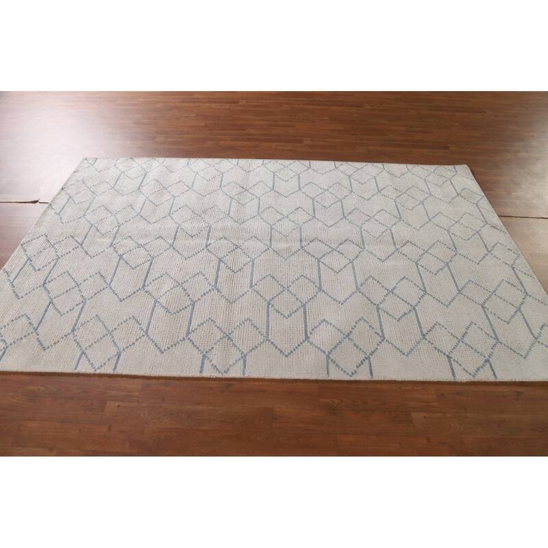 All-Over Moroccan Indian Area Rug Hand-Knotted Wool Carpet - 5'0"x 7'11"