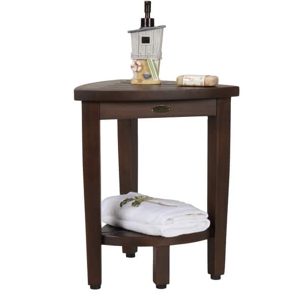 DecoTeak FlexiCorner Triangular Solid Teak Modular Stool In WoodLand Brown Finish