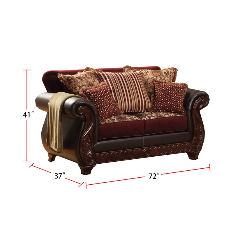 2 Piece Fabric and Leatherette Sofa Set
