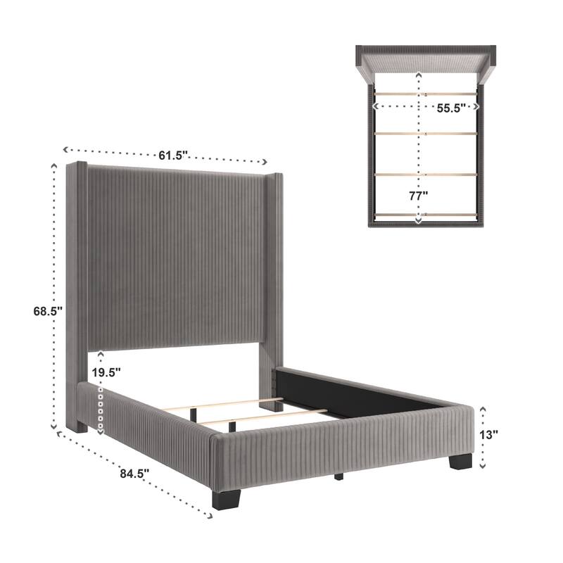 Judith Pleated Velvet Upholstered Wingback Bed by iNSPIRE Q Modern