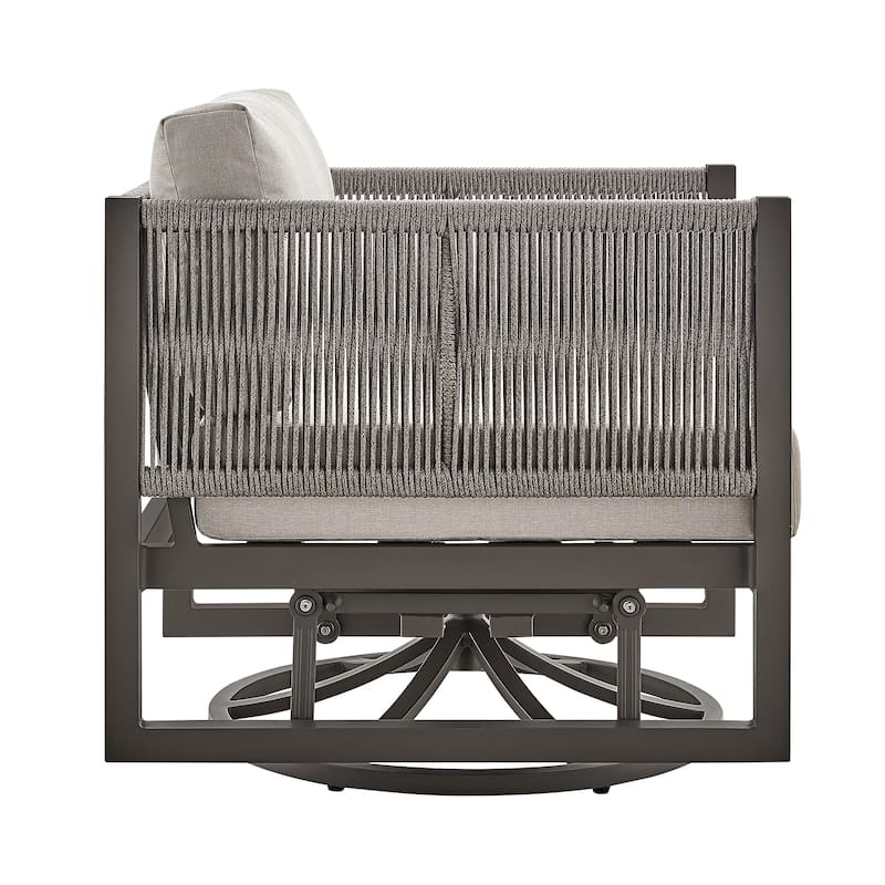 Cuffay Modern Aluminum and Rope Outdoor Patio Swivel Glider Chair