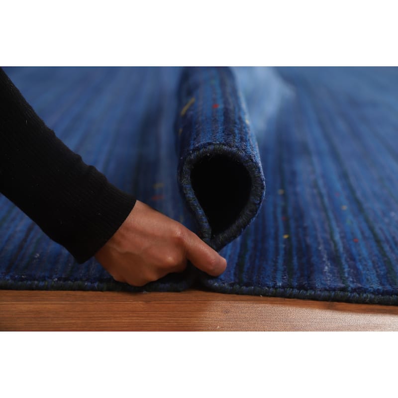 Hand Knotted Oriental 100% Wool Carpet Tribal Tribal Navy Blue & Blues Gabbeh Area Rug - 11' 4'' X 8' 11''