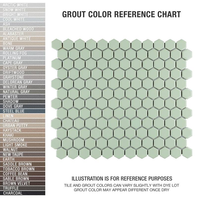 Merola Tile Metro 1" Hex Glossy Mint 10-1/4" x 11-7/8" Porcelain Mosaic Floor and Wall Tile