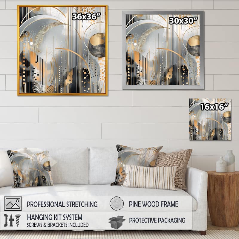 Designart "Shapes And Lines Abstract Marble I" Abstract Marble Wall Art For Living Room