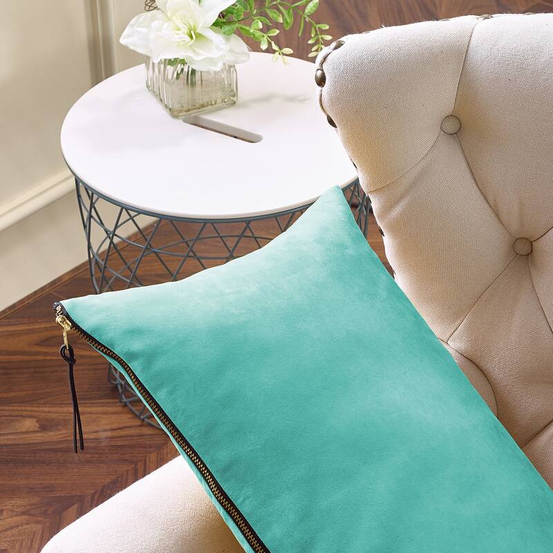 Suede 2 Piece Pillow Shell Set with Big Zipper, NO INSERT