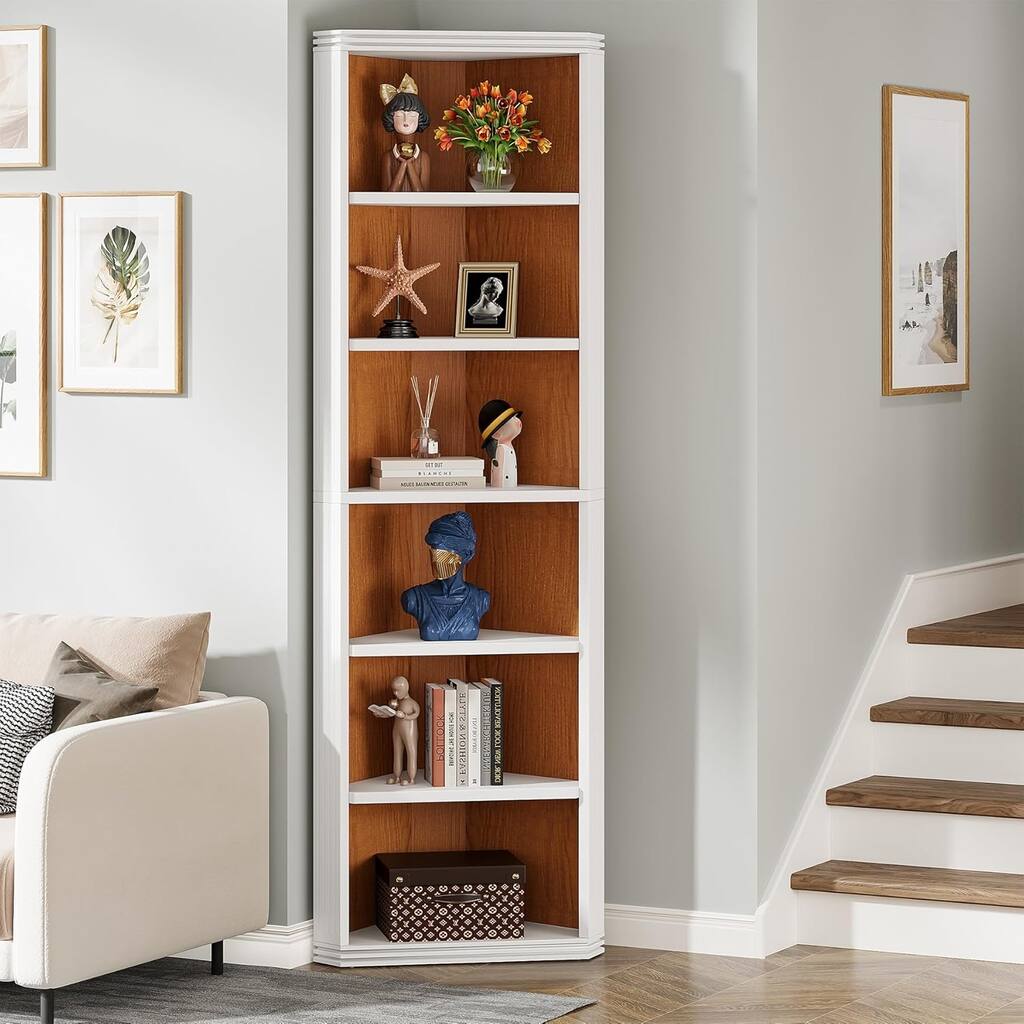 70.87” Tall Corner Shelf, Modern Corner Bookshelf for Living Room
