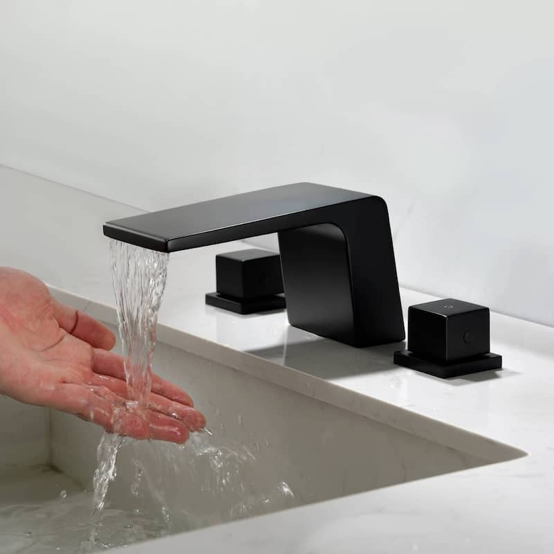 Widespread Bathroom Sink Faucet 3 Holes Waterfall Bathroom Faucet 8 Inch Modern Double Handle Vanity Basin Faucets With Valve