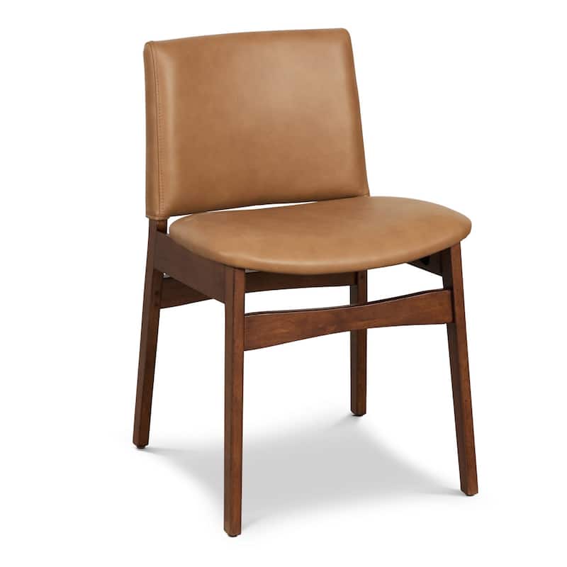 Oliva Full-Grain Italian Leather Dining Chair - Walnut/Tan