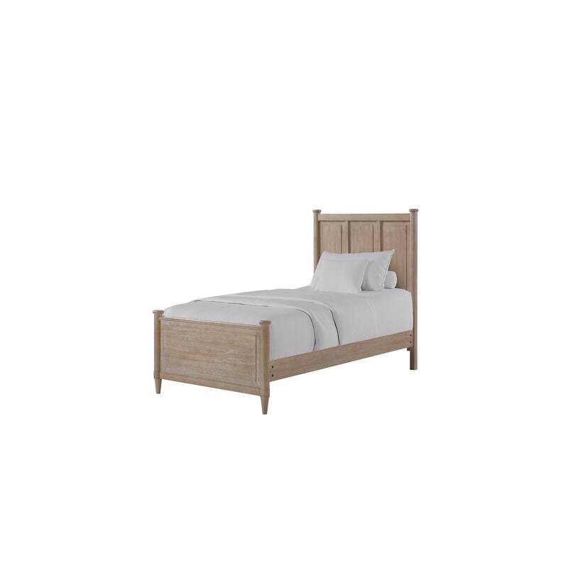 Twin Bed with Mindi Veneer and Panel Headboard in Soft Sand Finish