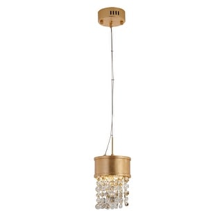 6" Gold Metal LED Pendant With Crystals - Bed Bath & Beyond - 35491405