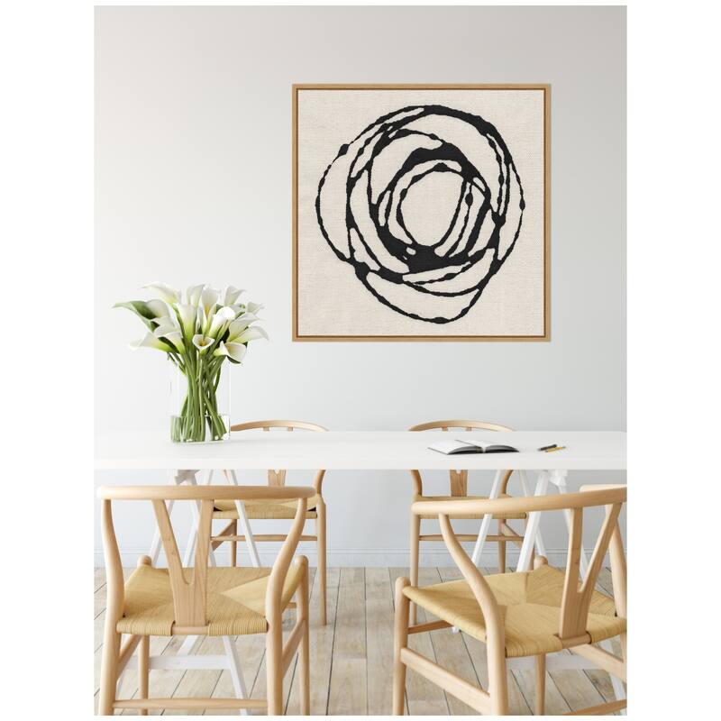 Kate and Laurel Sylvie Flowing Circle Abstract Framed Canvas by The Creative Bunch Studio